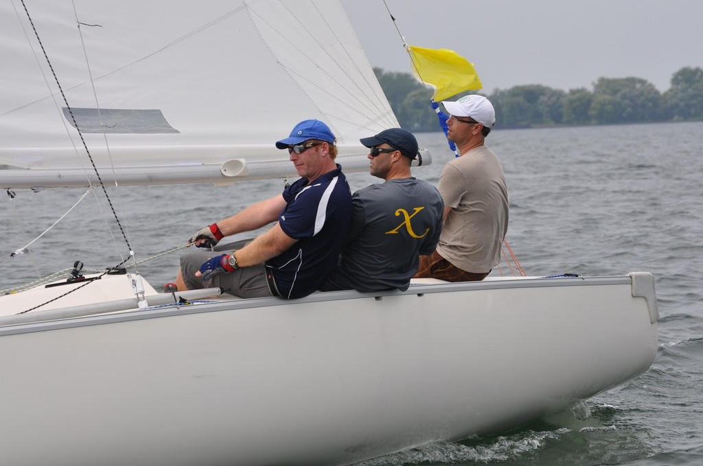 Oskar Johansson, Mike Wolfs and Andy Horton sailing upwind - York/Stolz Match Race © David Jarvis RCYC Match Racing